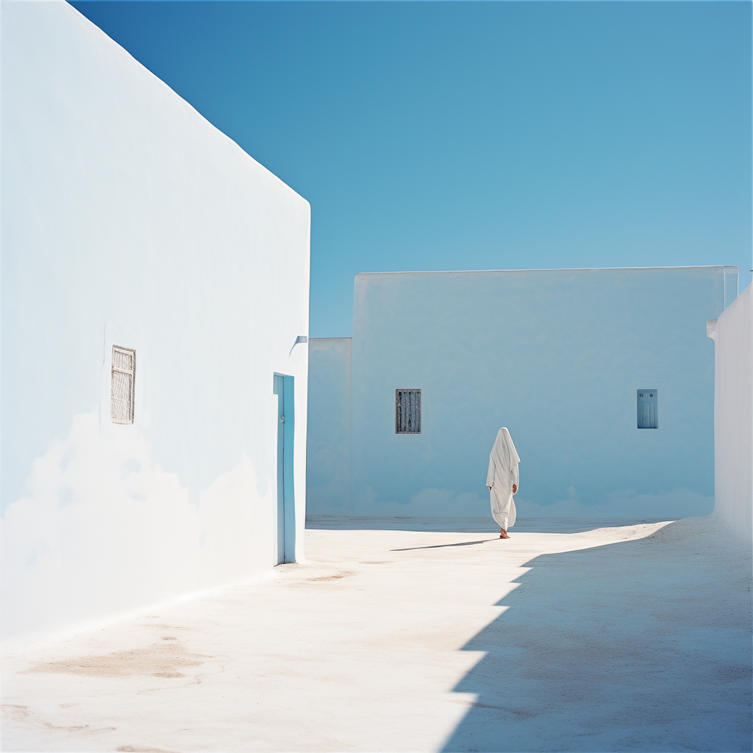 Weiß getünchte Gasse in einem Dorf auf Djerba